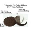 48 Pcs Self Adhesive 1" Round Felt Furniture Pads (Brown,