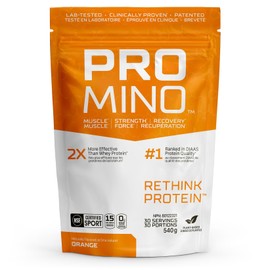 Promino Drink Mix, Post Workout Plant-Base Protein Powder- Orange, 30 Servings