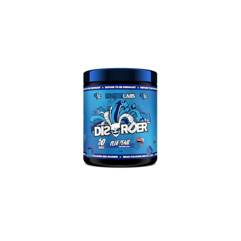 Faction Labs Disorder Original Pre Workout Powder, Blue Pearl, Sugar