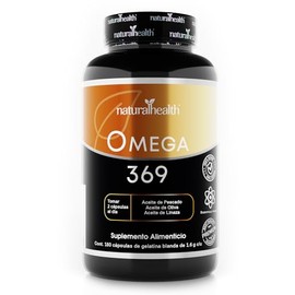 Natural Health. Omega 369. Frasco con 180 Cápsulas de 1.6 g. Ingredientes naturales