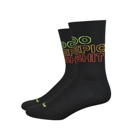 Defeet - Aireator 6" Do Epic $h!t (Black/Neon Yellow/Pumpkin/Poinciana) (Double Cuff) Cycling, Running, Everyday Sock