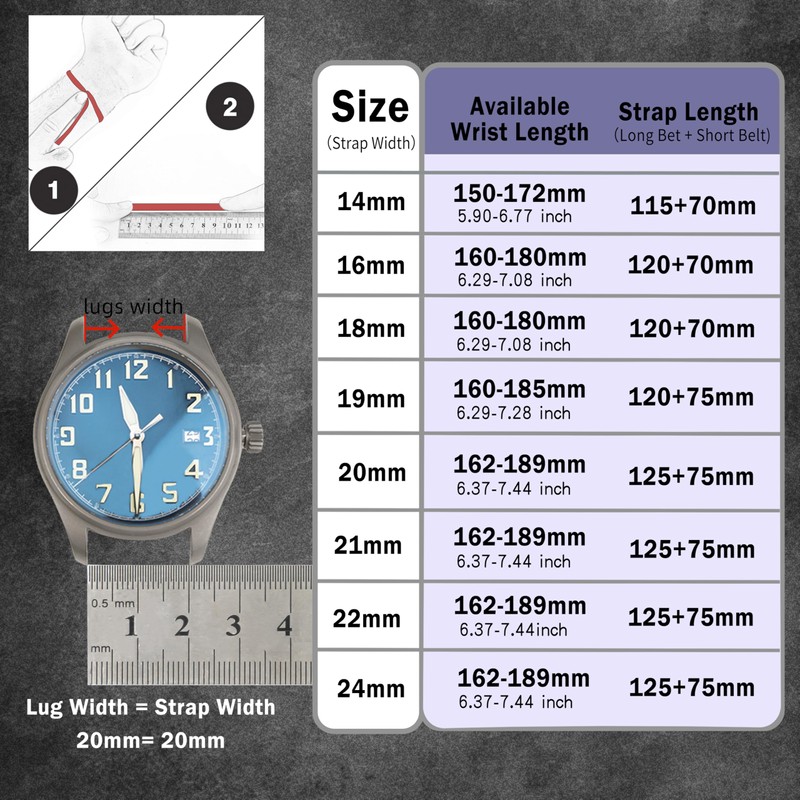 Gomvadr Quick Release Leather Watch Band, Tan/Silver Buckle, 22mm