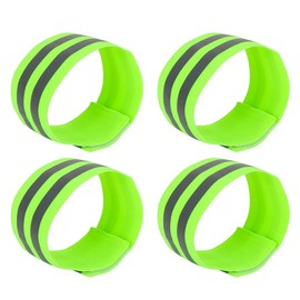 X AUTOHAUX 4pcs Reflective Bands for Arm Reflective Armbands High Visibility Night Cycling Riding Reflector Tape Straps Bracelet Green