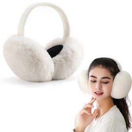 XIWCAFC Women's Ear Warmers, Ear Muffs, Winter, Ear Warmers, Foldable Adjustable Plush Earmuffs, Comfortable, Soft, for Winter, Riding, Skiing, Warm Ear Warmers for Men and Women, White