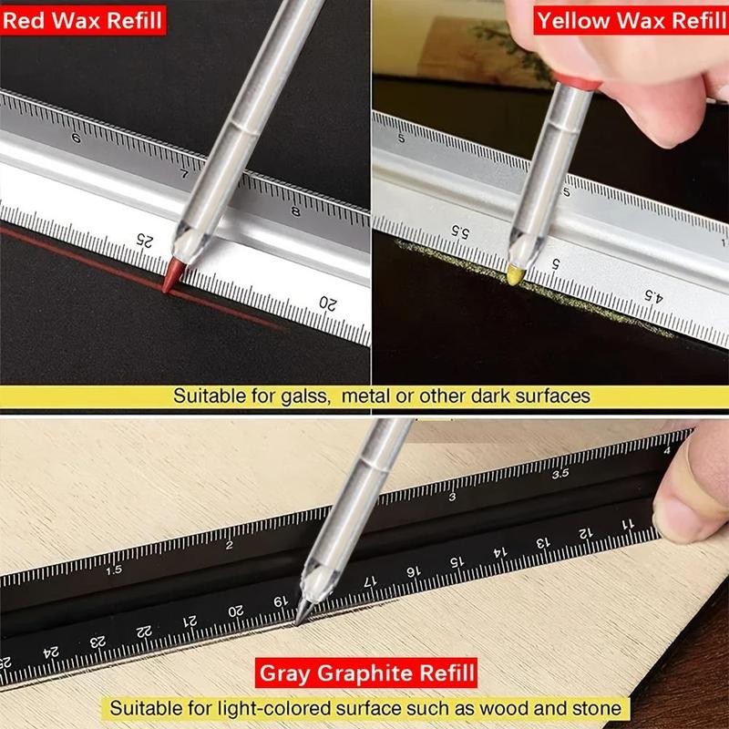 Deep Hole Solid Carpenter Pencil Set, Including 2 Counts Pencil