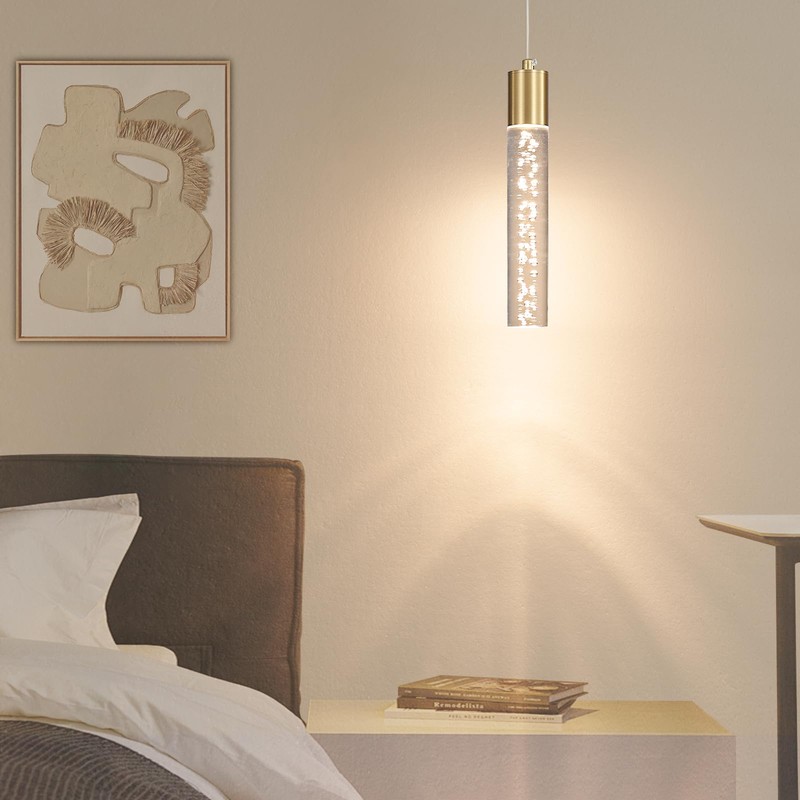 2 Pack Modern Kitchen Island Hanging Light, Gold LED Pendant