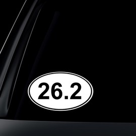 26.2 Marathon Euro Oval Car Decal / Sticker - Black & White
