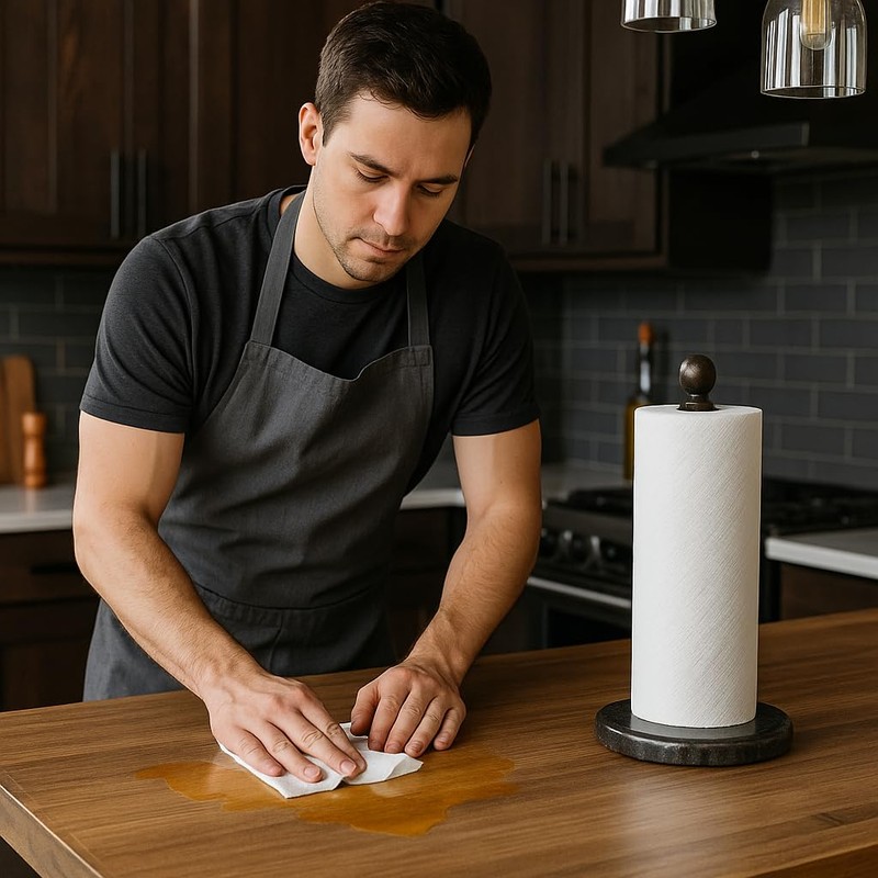 Heavy Natural Stone Paper Towel Holder – Handcrafted from Solid