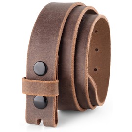 F&L CLASSIC Belt for Buckles 100% Full Grain One Piece Leather Belt, w/Snaps for Interchangeable Buckles,1.25" wide,vintage brown,1043,buff,Size 28