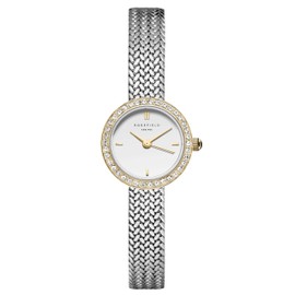 Rosefield Women's MWSMG-M06 Two-tone Mini Small Edit Crystal Duotone Woven Mesh Watch