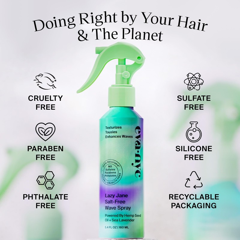 Eva NYC Lazy Jane Wave Spray, Salt-Free Texture , Non-Sticky