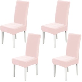 Xundefeng Soft Velvet Dining Chair Covers for Dining Room Set of 4 Pack Slipcovers Chairs Cover Stretch Slipcover, Pink