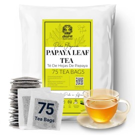 Akshit Papaya Leaf Tea, 75 Papaya Tea Bags, Extract From Dried Papaya Leaves, Te De Hojas De Papaya, Loose Leaf Papaya Tea, No Gluten, Vegan, Non-GMO.