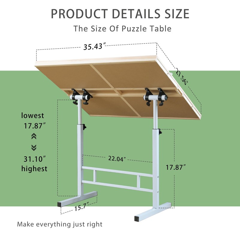 1500 Pieces Jigsaw Puzzle Table with Legs and Drawers, Adjustable