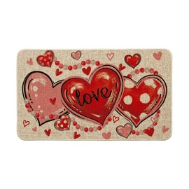 Artoid Mode Beads Love Heart Valentines Day Doormat, Home Decor Low-Profile Switch Rug Door Mat for Indoor Outdoor 17x29 Inch