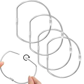 Loghohu 4 Pcs 4 Inch Loose Leaf Binder Rings, Binder Rings Extra Large D-Shaped Nickel Plated Steel Book Ring for School Home Office Paper Organization DIY Craft Supplies