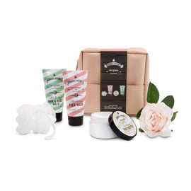 Römer Wellness Classic Care Gift Set - For Her - 4 Pieces - 2-in-1 Shower Gel & Shampoo, Body Butter + Mesh Sponge in Rose-Beige Cosmetic Bag, Warm Vanilla & Lime Blossom Approx. 19 x 6 x 19 cm