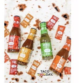 Taco Bell Sauces Variety 4 Pack 7.5oz Bottles Fire Hot Mild Verde Condiments
