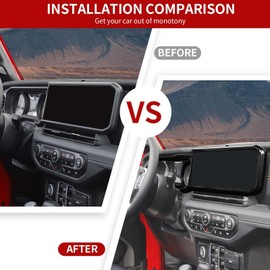 SQQP Center Console Meter Frame Navigation Panel Cover Kit 2Pcs Compatible with 2024-2025+ Jeep Wrangler JL JLU & Jeep Gladiator JT(Carbon Fiber)