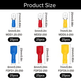 YIXISI 150 Pieces Blade Receptacles Cable Lugs Set, Crimp Connector Assortment, Insulated Electrical Connector Clamp