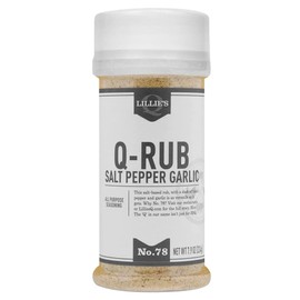 Lillie’s Q - Q-Rub BBQ Rub, Salt-Based BBQ Rub, All-Purpose Barbeque Rub, Garlic & Black Pepper, Perfect Barbeque Seasoning for Beef, Pork, Chicken, & Turkey (7.9 oz)
