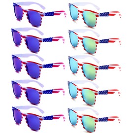 Eyegla Bulk American Sunglasses USA Flag Sunglasses Classic Patriotic Sunglasses 4th of July Party Supplies 10 Pack
