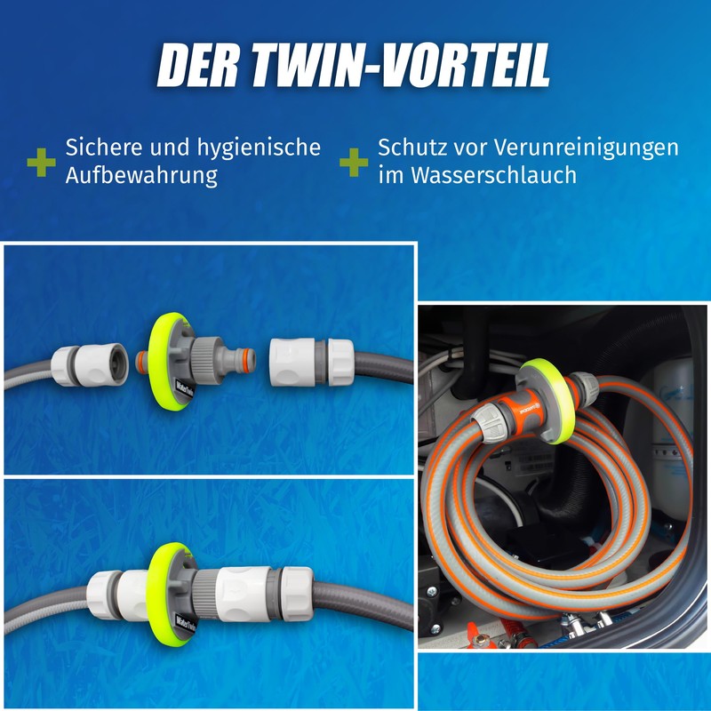 Water tank cap with connection for Gardena system for mobile