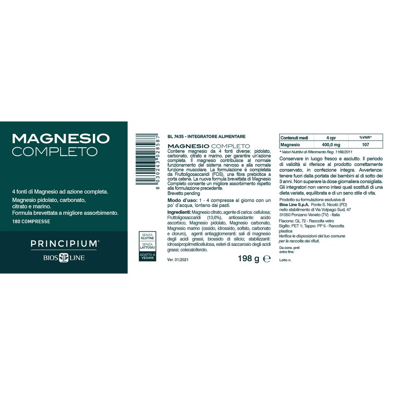 BIOS LINE Principium, 4 fonti di magnesio ad azione completa,