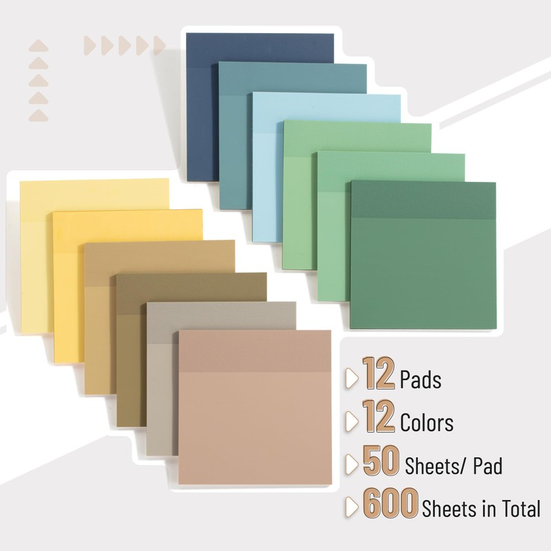 Mr. Pen- Transparent Sticky Notes, 3”x3”, Coastal Calm, 12 Pads,