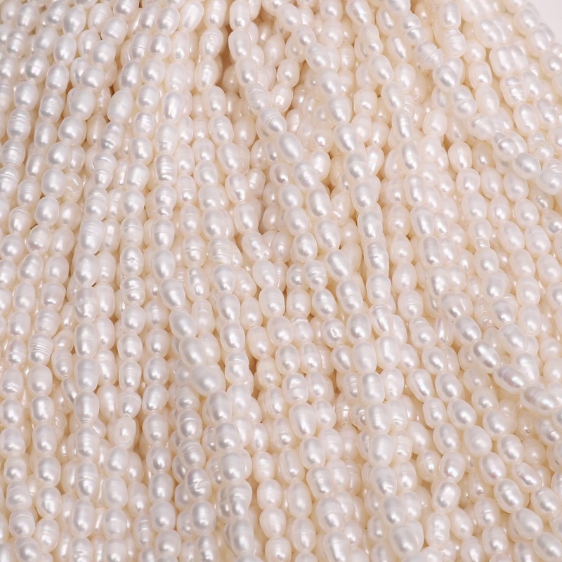 Natural Rice Freshwater Pearl Beads 2-3mm White Loose Pearls, 0.5mm