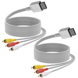 MEIRIYFA Audio Video AV Cable for Wii and Wii U, Pack of 2 Audio Video AV RCA Video Cable TV Composite Cord for Console TV Systems (1.8 m)