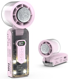 BATULU Portable Handheld Fan, 3600mah Handheld Turbo Fan,With 5 Speeds, With Cold Compress,Led Emergency,Ideal For Home, Office, Business Travel, Hiking,Pink Personal Fans Portable Rechargeable