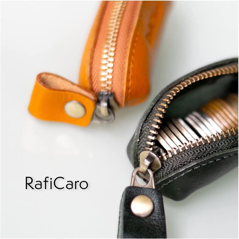 RafiCaro Small Coin Case, Genuine Leather, Key Chain, Small, Mini,