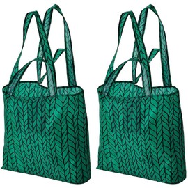 2x New SKYNKE Shopping Bag, Green/Black 17 ¾x14 ¼ Inches