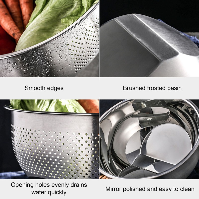 Drain Basket Stainless Steel Rice Sieve Thickened Vegetable Washing Drainer