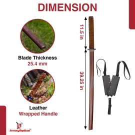 Armory Replicas TRAINING SAMURAI WOODEN SWORD SHEESHAM WOOD BOKKEN MARTIAL ART TRAINING PRACTICE - 2 pc Bokken Double Shoulder Strap