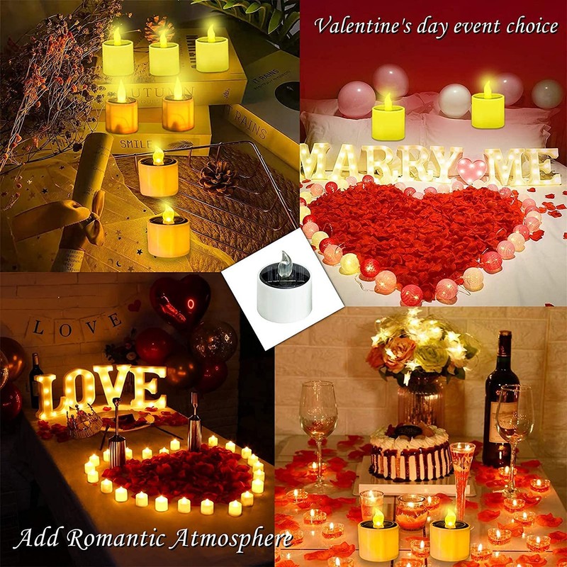 Solar Tea Lights Outdoor Waterproof - 8 Pack Rechargeable Flickering