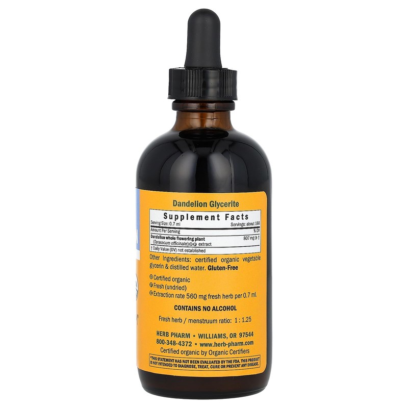 Herb Pharm Organic Dandelion Extract Liquid Herbal Supplement 4 Fl