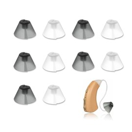 YAFIYGI 10Pcs Hearing Aid Domes Standard Receiver Tulip Domes for Open Fit Hearing Aids Compatible 14mm Ear Tips Replacement Accessories Comfortable Rubber Ear Supplies (Dark Gray and White)