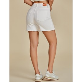 luvamia Denim Shorts Women Jean Shorts for Women Trendy Jean Shorts Womens High Waisted Jorts Cream White Denim Shorts Womens Comfy Shorts Beach Shorts for Women Size Large Fits Size 12 Size 14