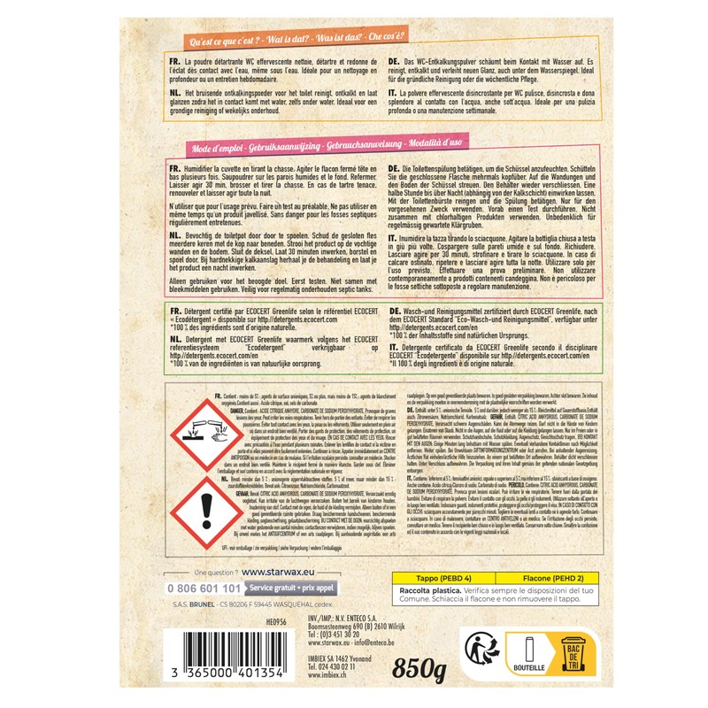 STARWAX THE FABULOUS Polvere Disincrostante WC, 850g