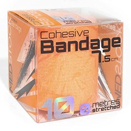 MEDSTOCK Cohesive Bandage 7.5cm x 10m ORANGE, Elastic Self Adherent Tape, Supports Injured Joints and Muscles
