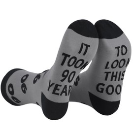 ReJiechu 90th Birthday Gifts for Men, Funny 90 Year Old Socks for Him Dad Husband, Unique Fun Novelty 1935 90th Anniversary Ideas for Elderly Senior Citizen Christmas