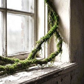 Lighted Moss Vine 2 Pack, 9.8 ft Bendable Artificial Vines with 10m USB Fairy Lights, Remote Control, 100g Moss and 100 Green Ties for Wedding Arch, Halloween, Christmas, Mantel and Window Decor