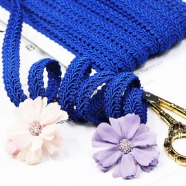Gimp Braid Trim 12Yards1.2cm/0.47in Royal Blue Fabric Decorative Webbing for All Kinds of Sewn Garments, Curtains,Lampshade, Sofa DIY Sewing and Crafting (Royal Blue)
