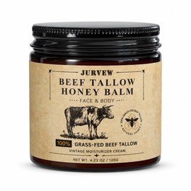 Bálsamo de grasa de res – Crema hidratante profunda para rostro y cuerpo con sebo, ácido hialurónico, aceite de jojoba, miel, colágeno y aceites esenciales calmantes – para piel seca y sensible