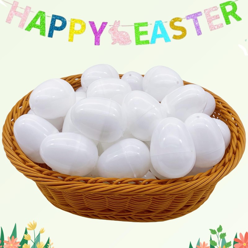 GCQJOQ Plastic Easter Eggs for Holiday Decorations and Celebrations, White