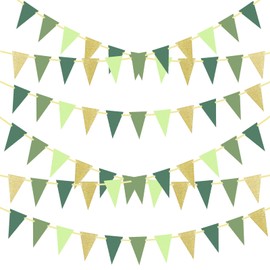 Huotflame Glitzernde Wimpelkette Dreieck Girlande - Papier Banner Deko für Geburtstag Hochzeit Party - Wiederverwendbare Bunting Girlande für Gartenparty Einschulung Kinderzimmer Boho Deko Outdoor