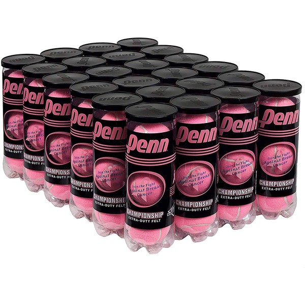 Penn Championship Pink Tennis Balls - Extra Duty Felt Pressurized Tennis Balls - 24 Cans, 72 Balls
