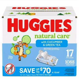 Huggies Natural Care Baby Wipes, Cucumber and Green Tea, 17 pk., 1088 Wipes